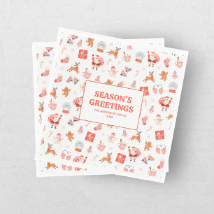 Servilleta De Papel Navidad Rosa Roja Festiva