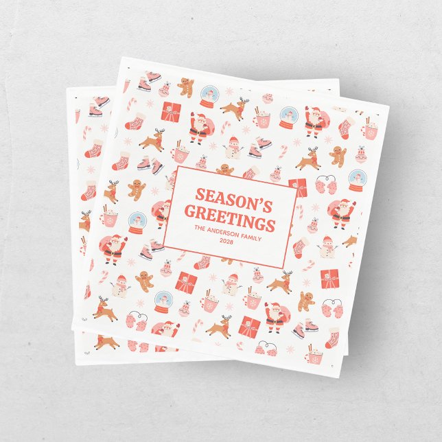 Servilleta De Papel Navidad Rosa Roja Festiva (Subido por el creador)