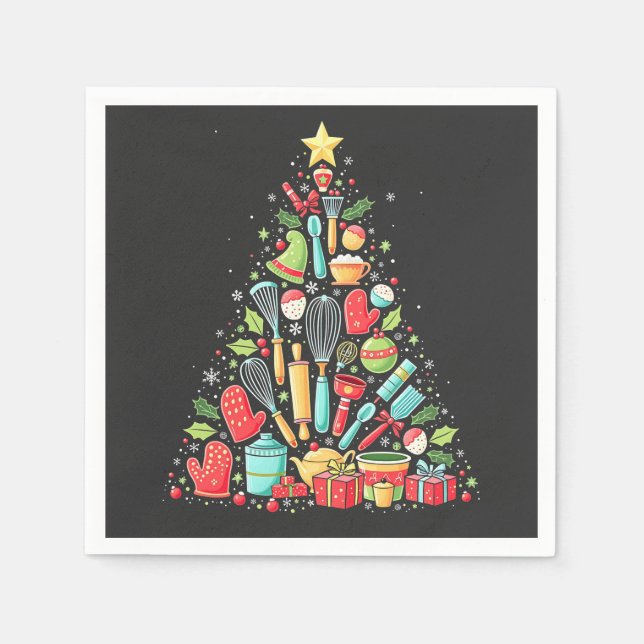 Servilleta De Papel Navidad Tree Baking Chef Cook Xmas (Anverso)
