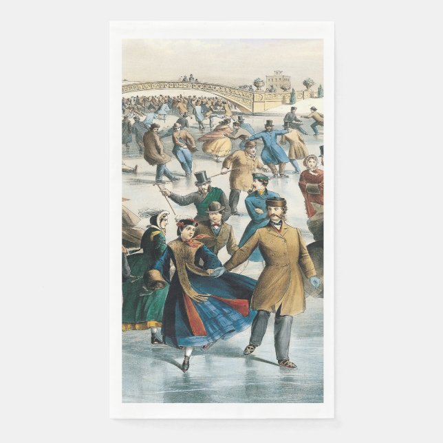 Servilleta De Papel Navidad Victoriana Central Park Currier & Ives (Anverso)