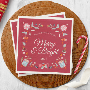 Servilleta De Papel Navidad Vintage Alegre y Brillante Fiesta