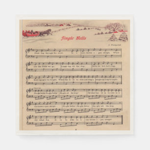 Servilleta De Papel Navidad Vintage, Campanas de Navidad, Partitura,