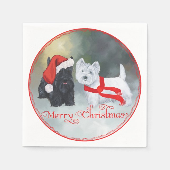 Servilleta De Papel Navidad Westie Scottie (Anverso)