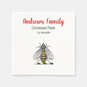 Servilleta De Papel Navidad Xmas Emblema Heráldico Vintage Abeja C