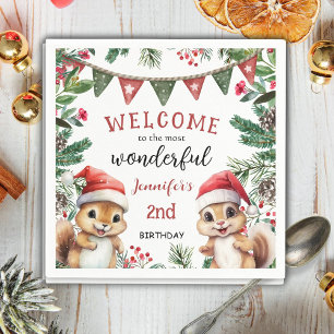 Servilleta De Papel Navidades 2º cumpleaños Cute ardilla de invierno