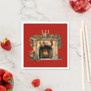 Servilleta De Papel Navidades acogedores de la chimenea de Victoria