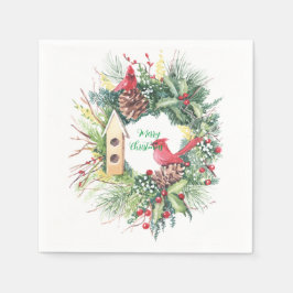 Servilleta De Papel Navidades acuarelas Wreath con Holly