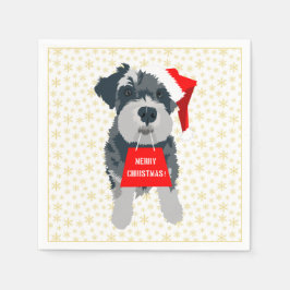 Servilleta De Papel Navidades adorables Schnauzer Dog Santa Hat