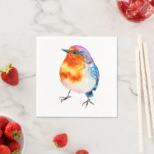 Navidades alegres y amables Robin Watercolor