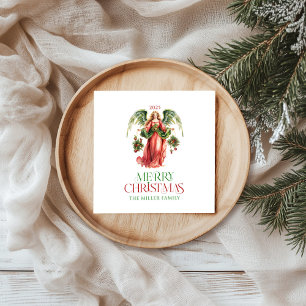 Servilleta De Papel Navidades Angel Merry Christmas Typography