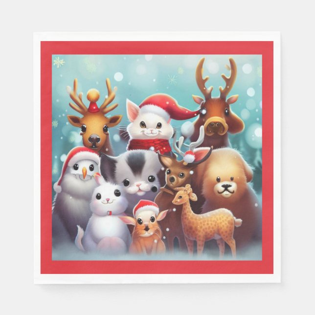 Servilleta De Papel Navidades Animales 2 (Anverso)
