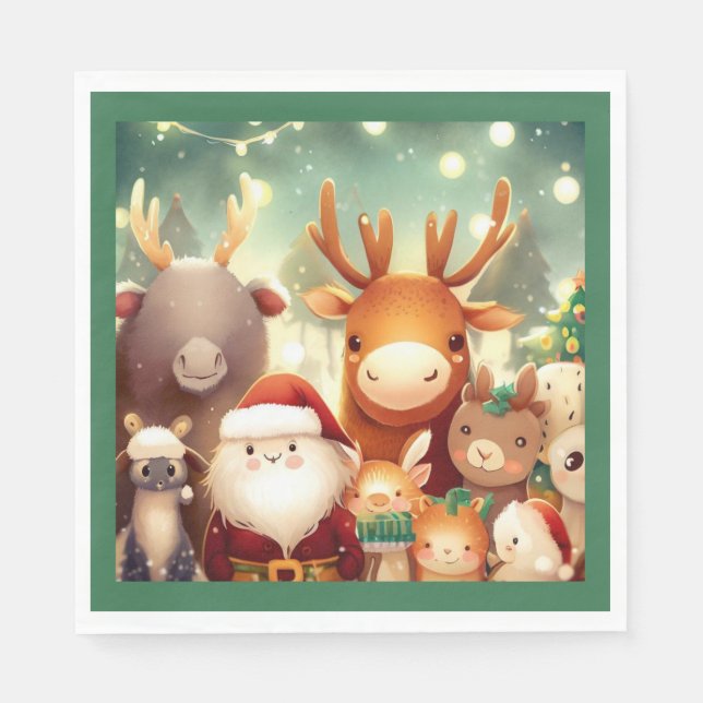 Servilleta De Papel Navidades Animales 8 (Anverso)