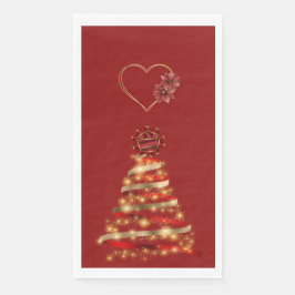 Servilleta De Papel Navidades Árboles modernos rojos y dorados