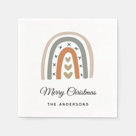 Servilleta De Papel Navidades arcoiris marrón beige gris blanco