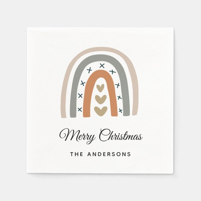 Servilleta De Papel Navidades arcoiris marrón beige gris blanco (Anverso)