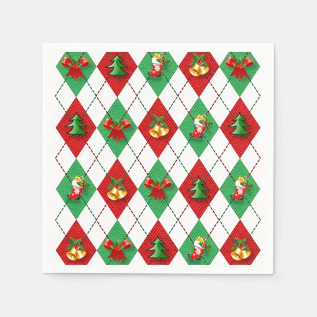 Servilleta De Papel Navidades Argyle Decorados (Anverso)