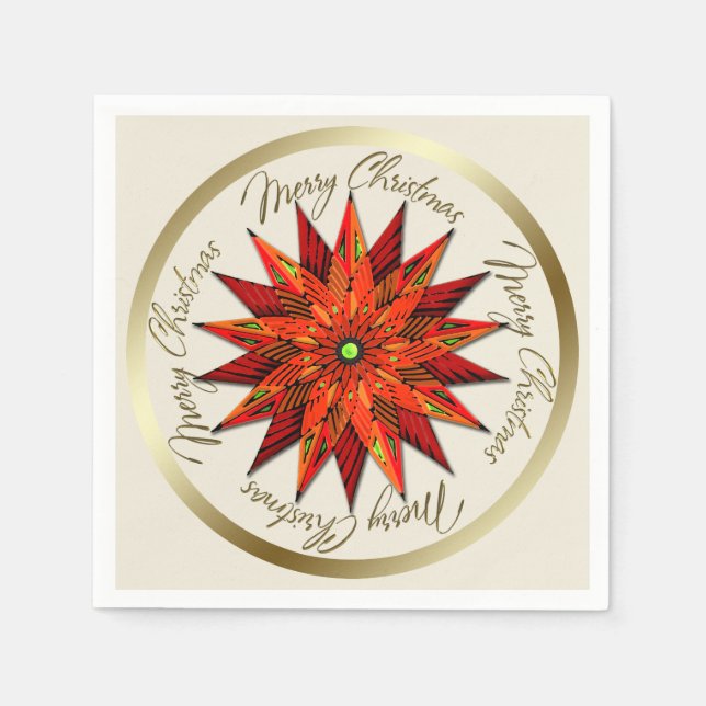 Servilleta De Papel Navidades Art Deco de Poinsettia (Anverso)