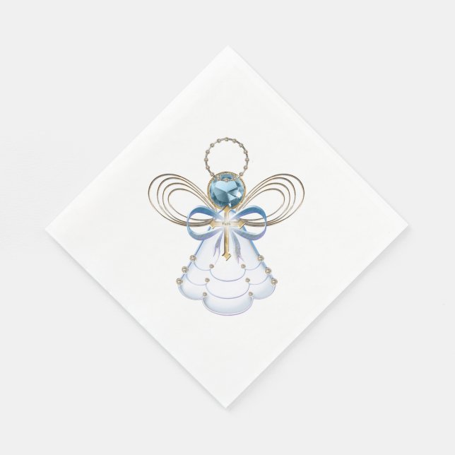Servilleta De Papel Navidades Azul Filigree Ángel de Fe - Festividad (Esquina)