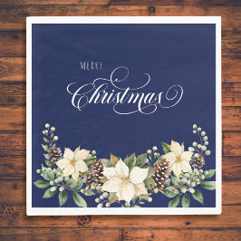 Servilleta De Papel Navidades azul Poinsettia