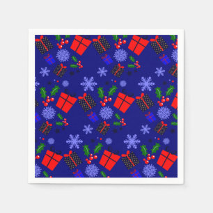 Servilleta De Papel navidades azules copos de nieve holly