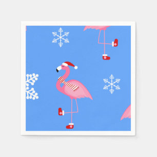 Servilleta De Papel navidades azules santa claus flamingo