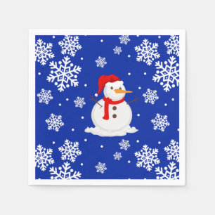 Servilleta De Papel Navidades azules Snowman Snowflakes