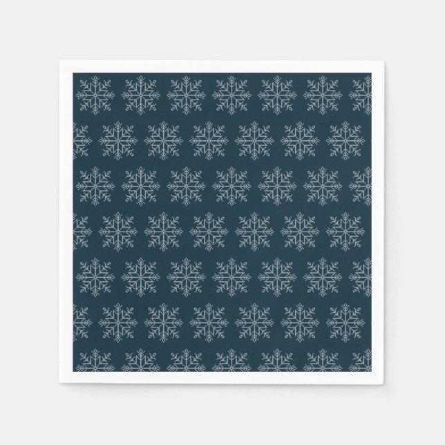 Servilleta De Papel Navidades azules vacaciones de invierno copos de n (Anverso)