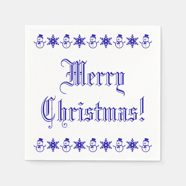 Servilleta De Papel Navidades azules y blancos cuelgan copos de nieve  (Anverso)