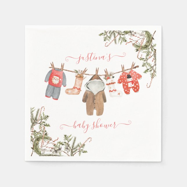Servilleta De Papel Navidades Baby Shower Clothesline (Anverso)