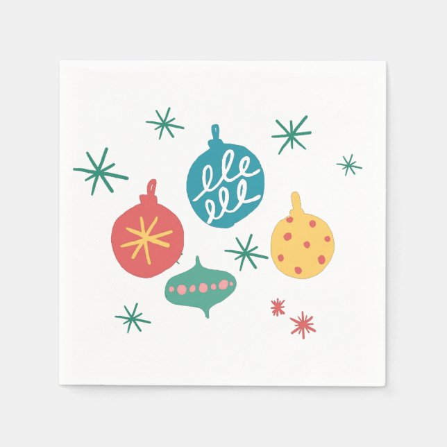 Servilleta De Papel Navidades Ball Green Yellow Vintage (Anverso)