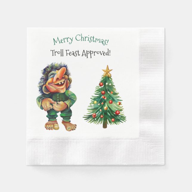 Servilleta De Papel Navidades baratos en trolls y luz de árbol (Anverso)