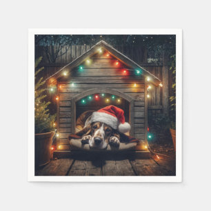 Servilleta De Papel Navidades Basset Hound En Doghouse