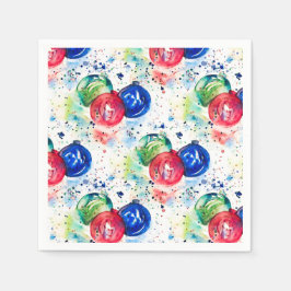 Servilleta De Papel Navidades Baubles Watercolor Ornament Napkins