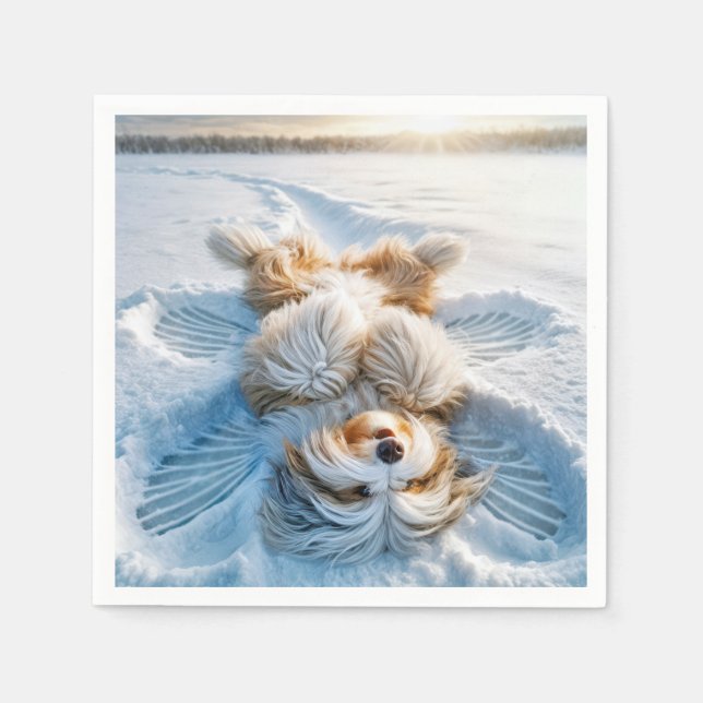 Servilleta De Papel Navidades Bearded Collie Snow Angel (Anverso)