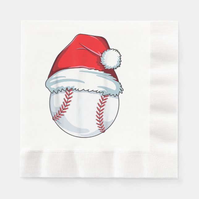 Servilleta De Papel Navidades Béisbol Santa Hat Ball Niños Hombres (Anverso)