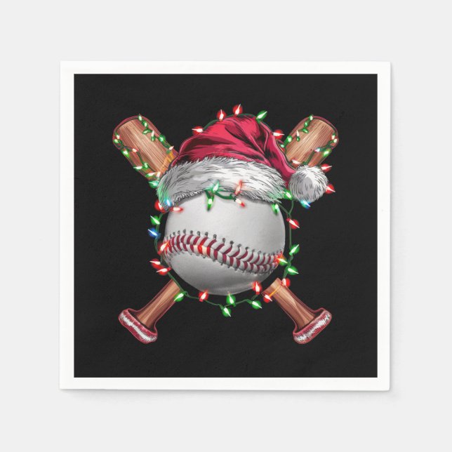 Servilleta De Papel Navidades Béisbol Santa Sports Navidad (Anverso)