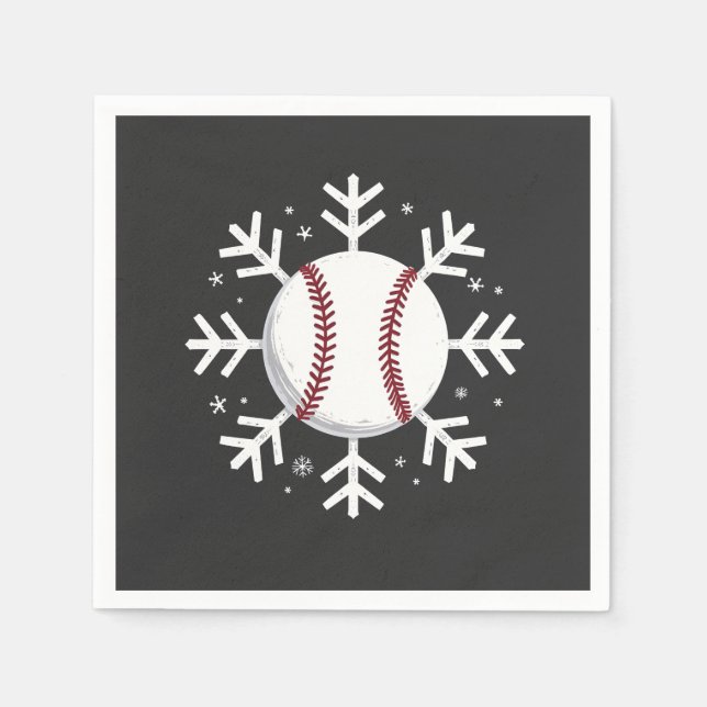 Servilleta De Papel Navidades Béisbol Snowflake Sport Hit hom run (Anverso)