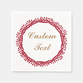 Servilleta De Papel Navidades berry wreath personalizado coctelería