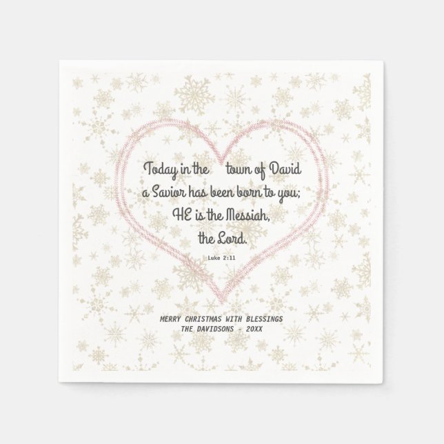 Servilleta De Papel Navidades Biblia Verse Messiah Gold Heart (Anverso)