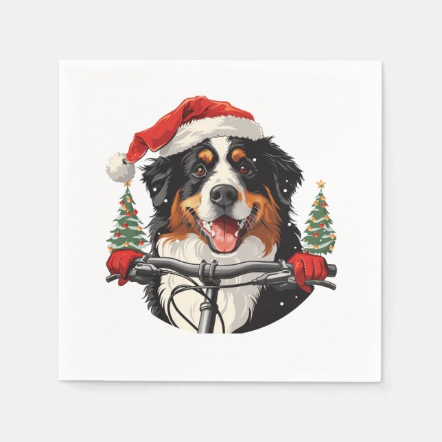 Servilleta De Papel Navidades Bicicleta de perro de montaña Bernese (Anverso)