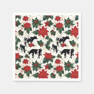 Servilleta De Papel Navidades blancos y negros Holstein Dairy Cows Flo