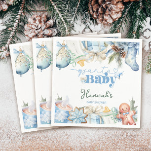 Servilleta De Papel Navidades Blue Boy Santa Baby Shower