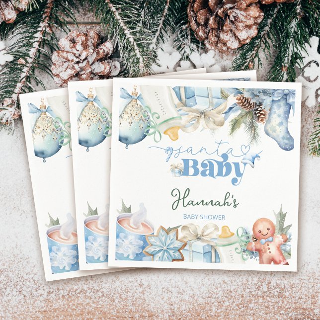 Servilleta De Papel Navidades Blue Boy Santa Baby Shower (Subido por el creador)