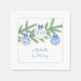 Servilleta De Papel Navidades Blue White Chinoiserie Monograma Boda