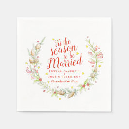 Servilleta De Papel Navidades boda cones berries estrella acuarela