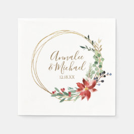 Servilleta De Papel Navidades Boda Invierno Modern Wreath Red