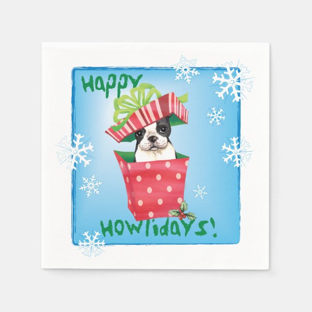 Servilleta De Papel Navidades Boston Terrier (Anverso)