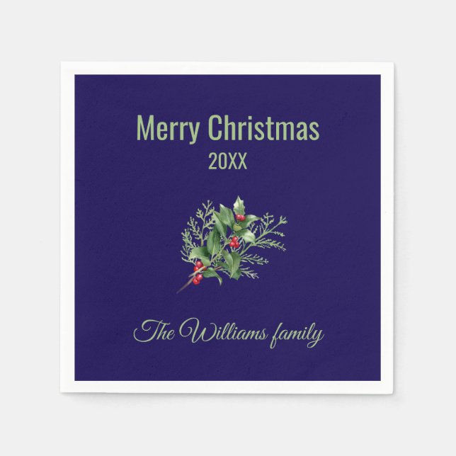 Servilleta De Papel Navidades botánicos simples y elegantes (Anverso)