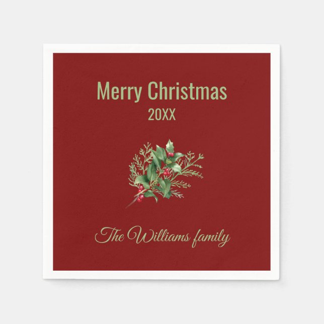 Servilleta De Papel Navidades botánicos simples y elegantes (Anverso)