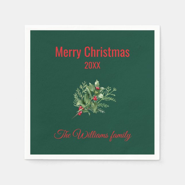 Servilleta De Papel Navidades botánicos simples y elegantes (Anverso)